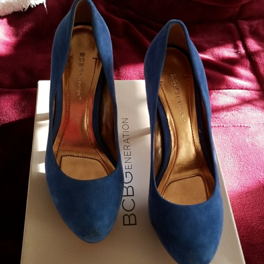 Suede blue heels